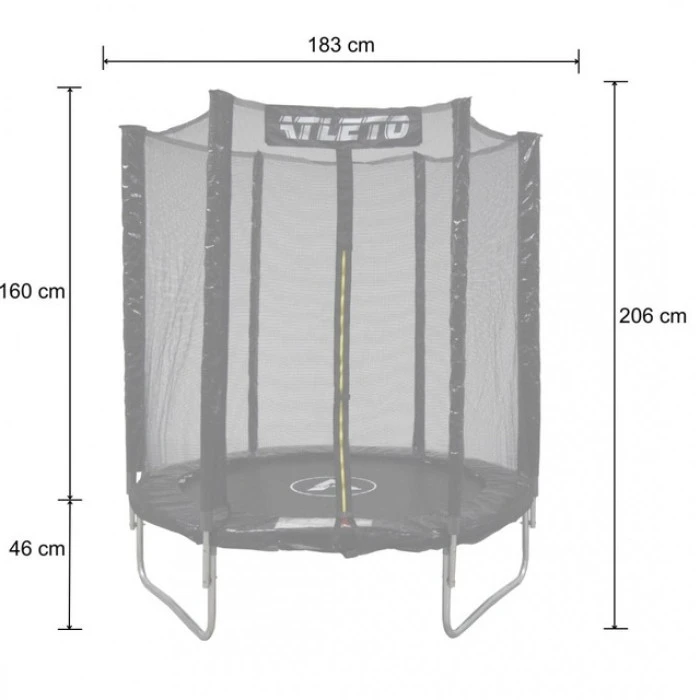 Батут дитячий з сіткою 183 см Atleto чорний