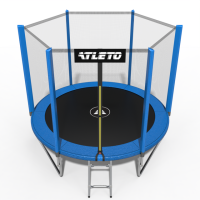 Батут дитячий з сіткою та драбинкою 252 см Atleto синій