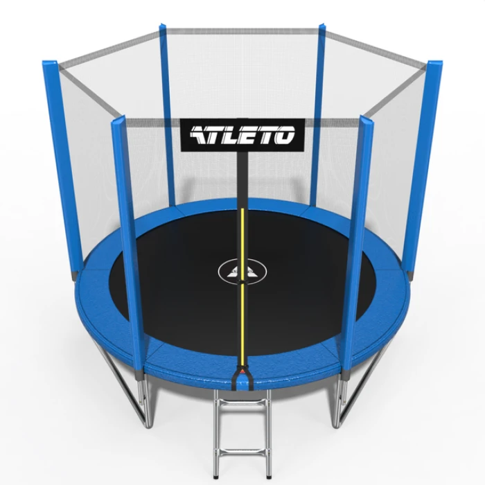 Батут детский с сеткой и стремянкой 252 см Atleto синий