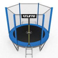 Батут дитячий з сіткою та драбинкою 252 см Atleto синій