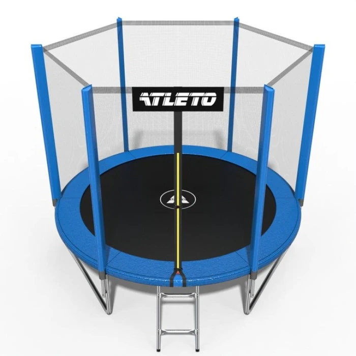 Батут детский с сеткой и стремянкой 252 см Atleto синий