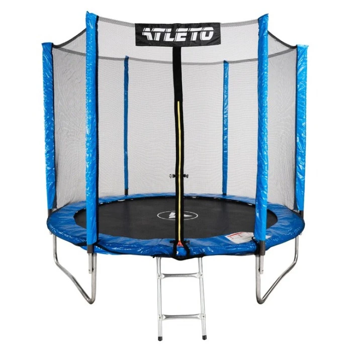 Батут детский с сеткой и стремянкой 252 см Atleto синий