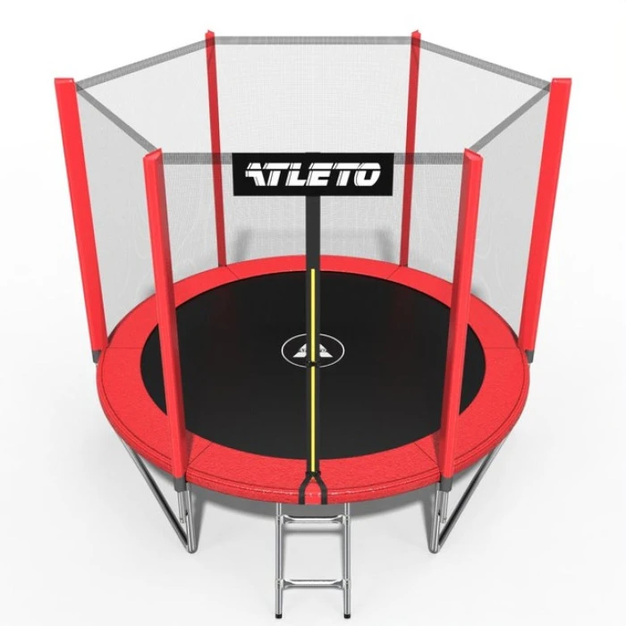 Батут дитячий з сіткою та драбинкою 252 см Atleto червоний