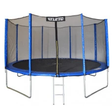 Батут дитячий з сіткою та драбинкою 435 см Atleto синій