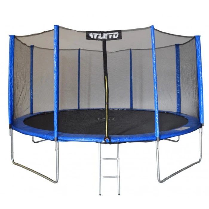 Батут дитячий з сіткою та драбинкою 435 см Atleto синій