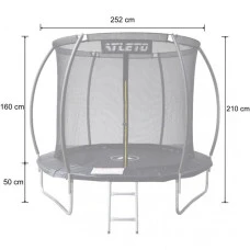 Батут дитячий 252 см з внутрішньою сіткою та драбинкою Atleto чорний