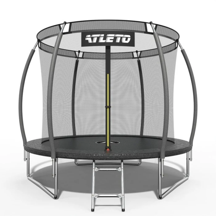 Батут дитячий 252 см з внутрішньою сіткою та драбинкою Atleto чорний