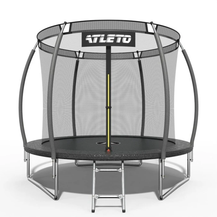 Батут дитячий 252 см з внутрішньою сіткою та драбинкою Atleto чорний