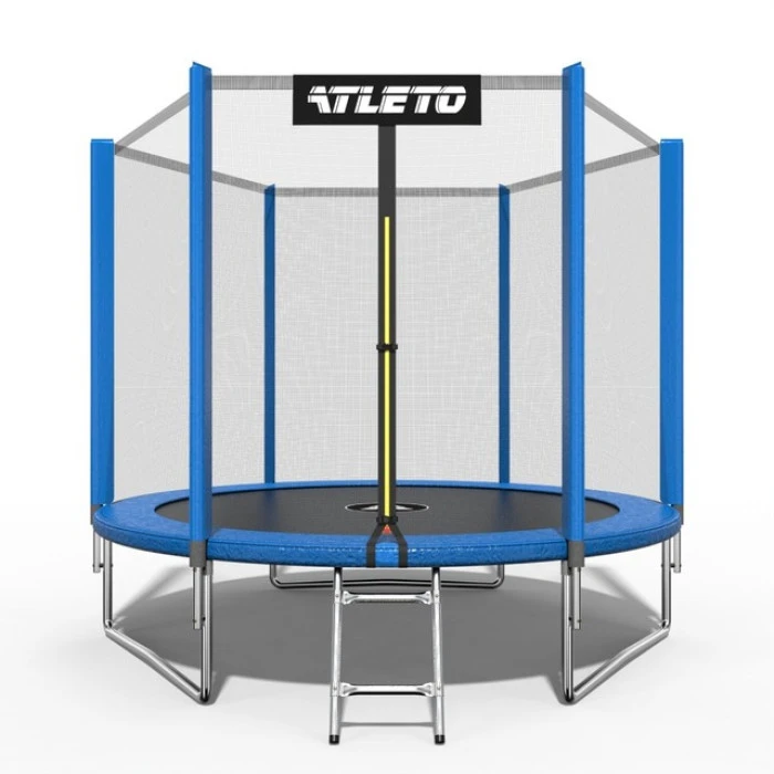 Батут дитячий з сіткою та драбинкою 312 см Atleto синій