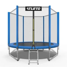Батут дитячий з сіткою та драбинкою 312 см Atleto синій