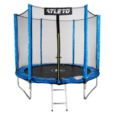 Батут дитячий з сіткою та драбинкою 312 см Atleto синій