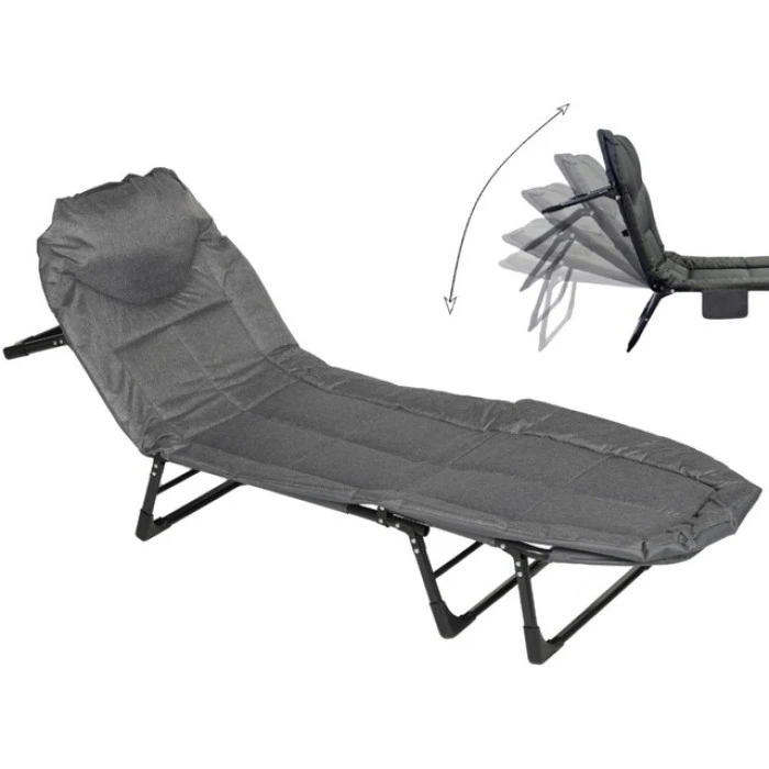 Шезлонг лежак кровать раскладная Bonro B2002-4 темно-серый