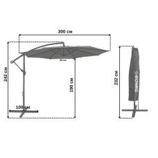 Зонтик садовый регулируемый с наклоном серый Bonro B-7012 3м 8 спиц