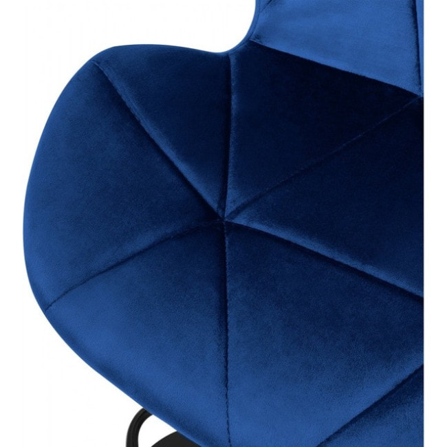 Барный стул со спинкой Bonro B-087 велюр синий с черным основанием
