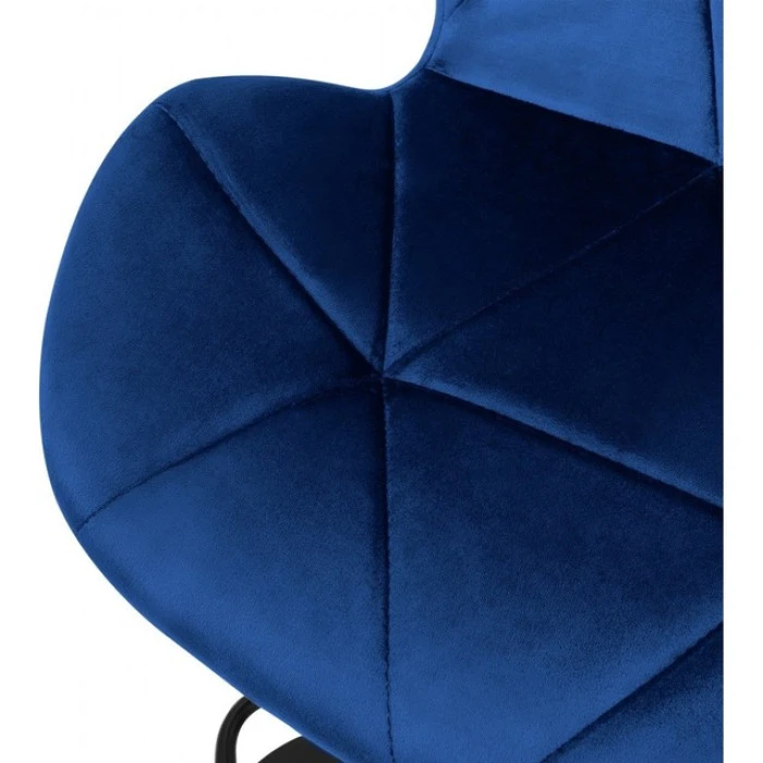 Барный стул со спинкой Bonro B-087 велюр синий с черным основанием