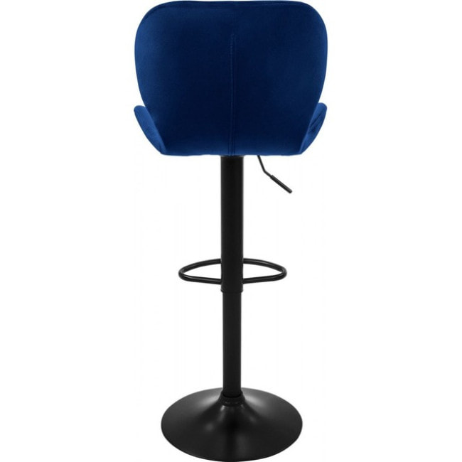Барный стул со спинкой Bonro B-087 велюр синий с черным основанием