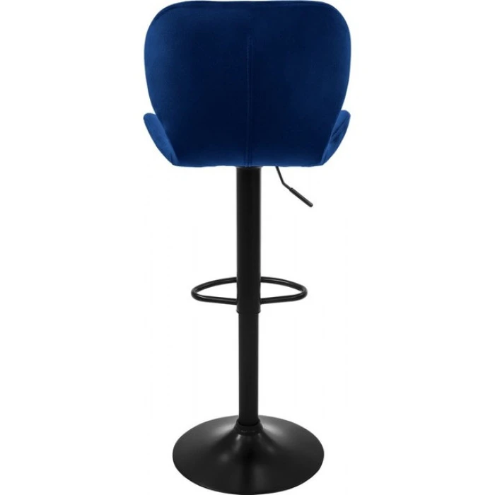 Барный стул со спинкой Bonro B-087 велюр синий с черным основанием