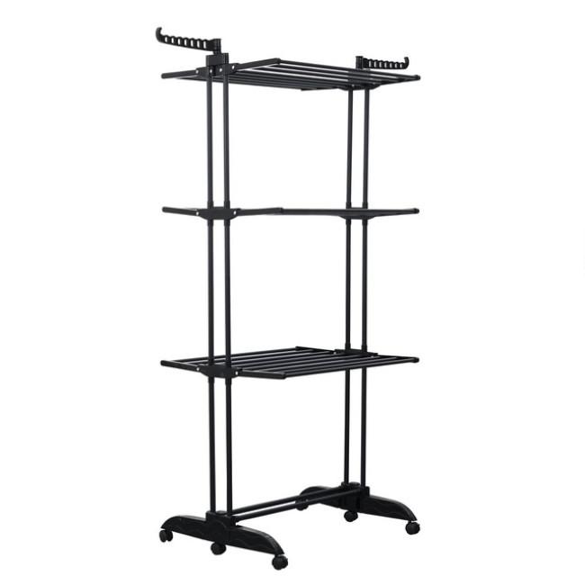 Многоярусная сушилка органайзер для одежды черная Bonro B88