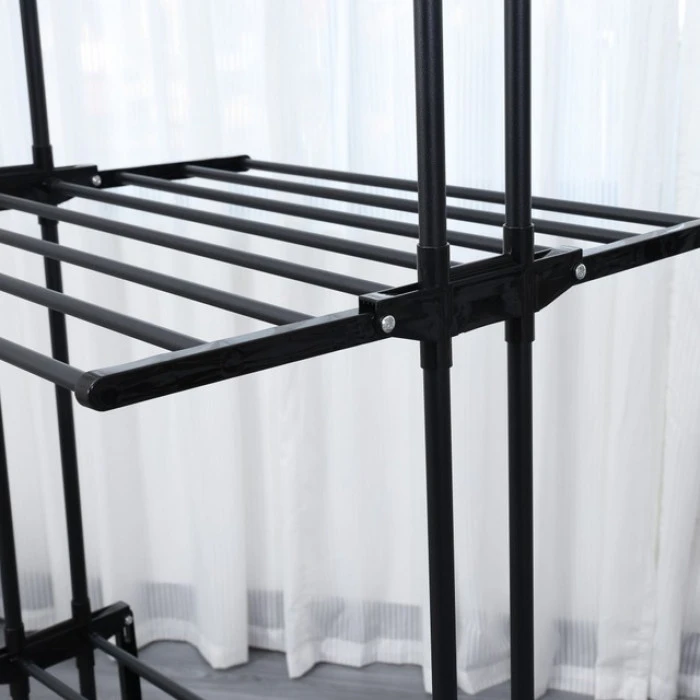 Багатоярусна сушарка органайзер для одягу чорна Bonro B88