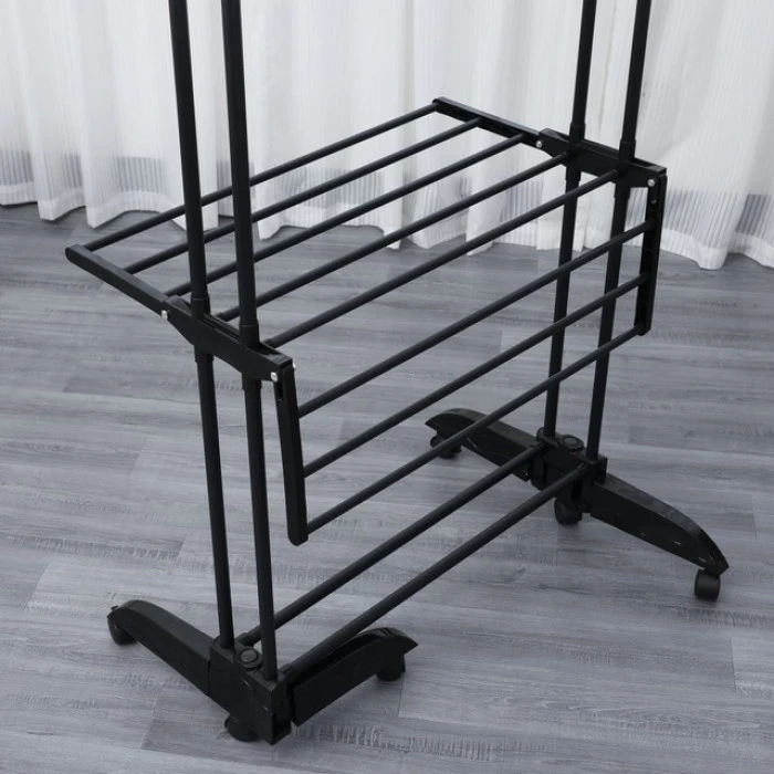 Багатоярусна сушарка органайзер для одягу чорна Bonro B88