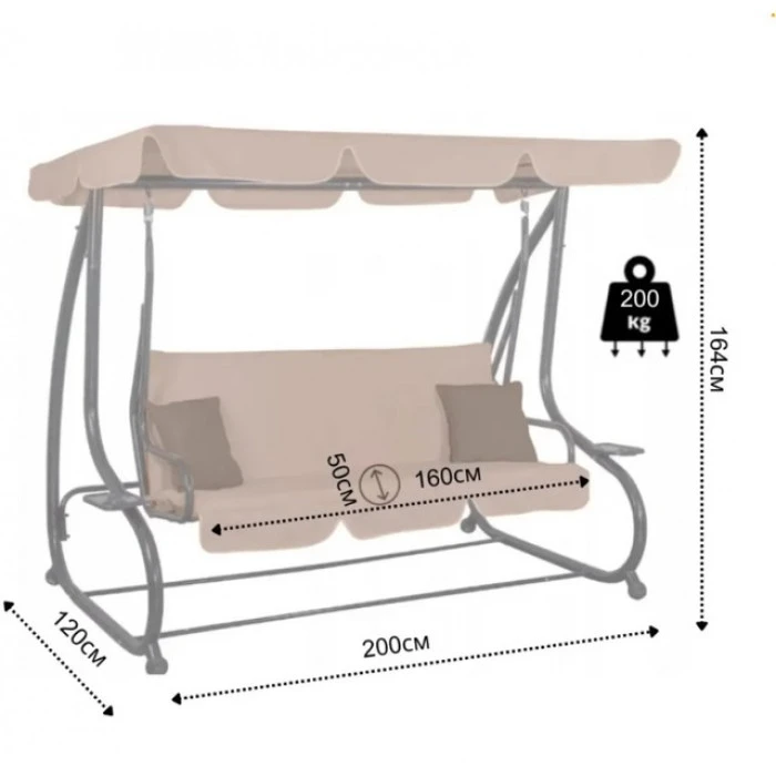 Качеля садова Bonro Garden BW-002 коричнева 3 місна