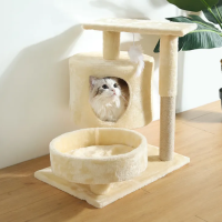 Кігтеточка-будиночок дерев'яний 61 см Bonro B-29 для кішок бежева