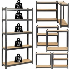 Стелаж металевий 180х90х30 Siker P9030 чорний 5 полиць