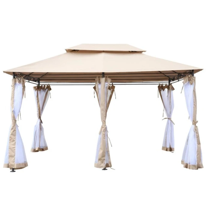 Садовый павильон беседка 3х4 м с москитной сеткой Bonro B-1026 коричневый