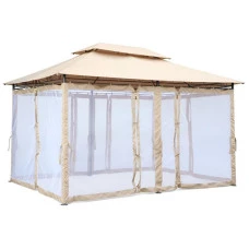 Садовый павильон беседка 3х4 м с москитной сеткой Bonro B-1026 коричневый