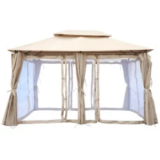 Садовый павильон беседка 3х4 м с москитной сеткой Bonro B-1026 коричневый