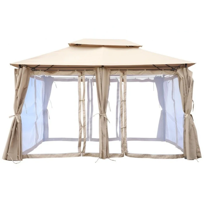 Садовый павильон беседка 3х4 м с москитной сеткой Bonro B-1026 коричневый