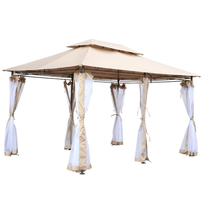 Садовый павильон беседка 3х4 м с москитной сеткой Bonro B-1026 коричневый