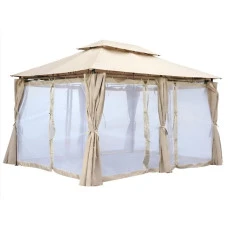Садовый павильон беседка 3х4 м с москитной сеткой Bonro B-1026 коричневый