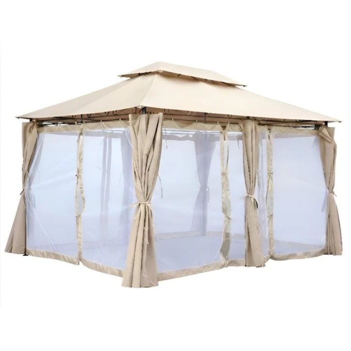 Садовый павильон беседка 3х4 м с москитной сеткой Bonro B-1026 коричневый