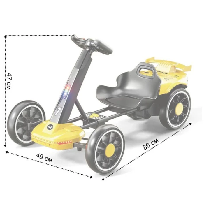 Дитячий електрокарт Spoko SP-V18 6V7 на чотири колеса з пультом керування жовтий