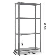 Стелаж металевий 150х75х30 см Siker P7530 чорний 4 полиці