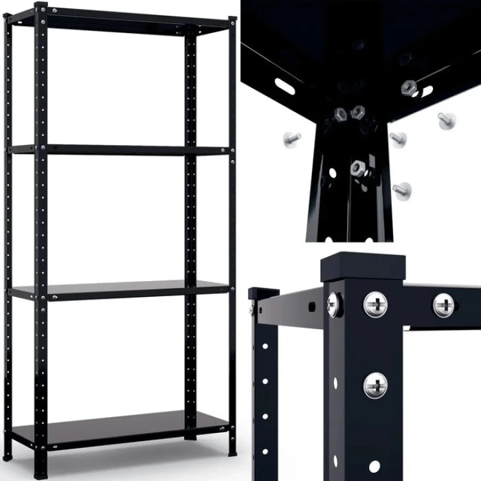 Стеллаж металлический 150х75х30 см Siker P7530 черный 4 полки