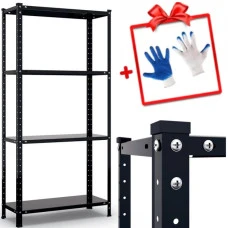 Стелаж металевий 150х75х30 см Siker P7530 чорний 4 полиці