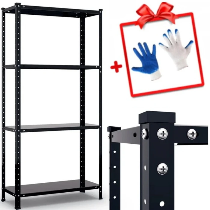 Стеллаж металлический 150х75х30 см Siker P7530 черный 4 полки