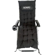 Шезлонг крісло садовий, туристичний Bonro B-04 чорний + подушка