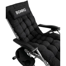 Шезлонг крісло садовий, туристичний Bonro B-04 чорний + подушка