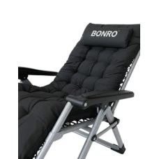 Шезлонг крісло садовий, туристичний Bonro B-04 чорний + подушка