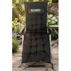 Шезлонг крісло садовий, туристичний Bonro B-04 чорний + подушка