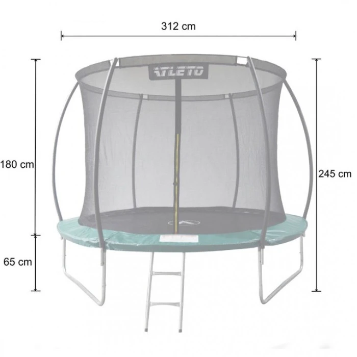 Батут дитячий 312 см з внутрішньою сіткою та драбинкою Atleto зелений