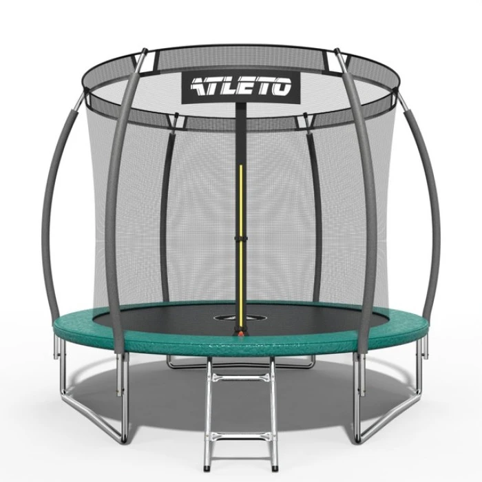 Батут дитячий 312 см з внутрішньою сіткою та драбинкою Atleto зелений