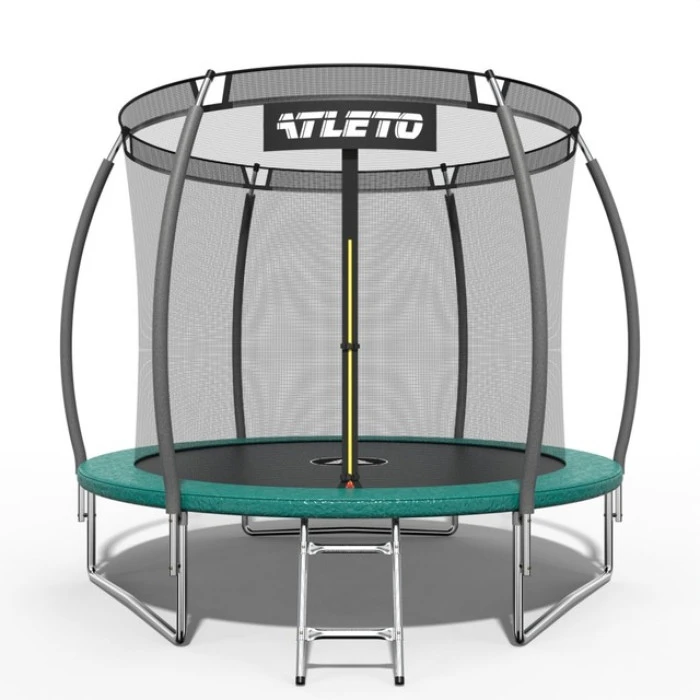 Батут дитячий 312 см з внутрішньою сіткою та драбинкою Atleto зелений