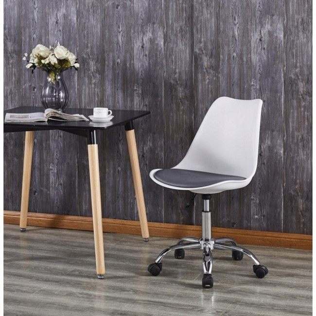 Крісло Bonro B- 487 на колесах біле з чорним сидінням