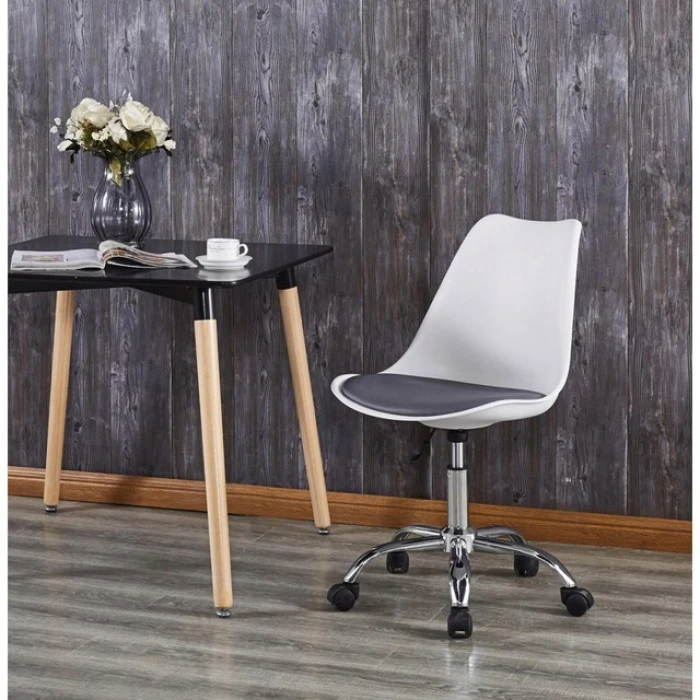 Крісло Bonro B- 487 на колесах біле з чорним сидінням