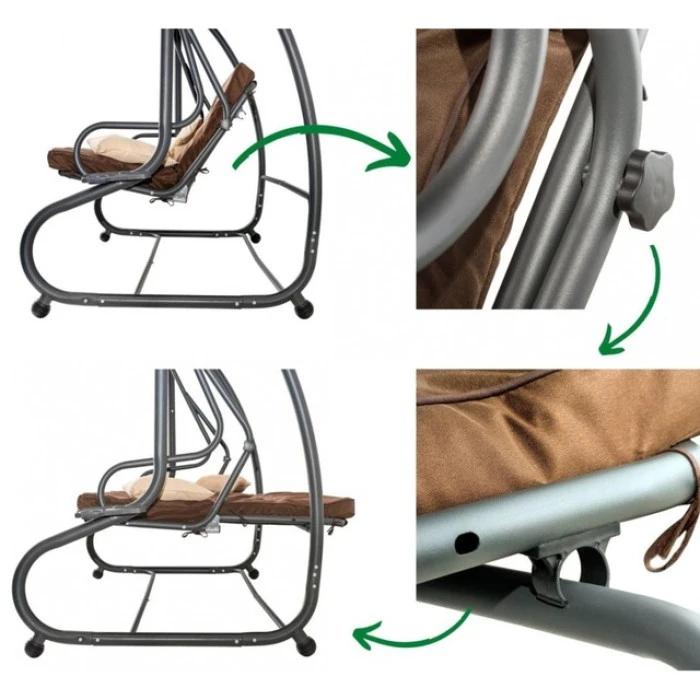 Качеля садова Bonro Garden коричнева 4 місна 230 см ширина