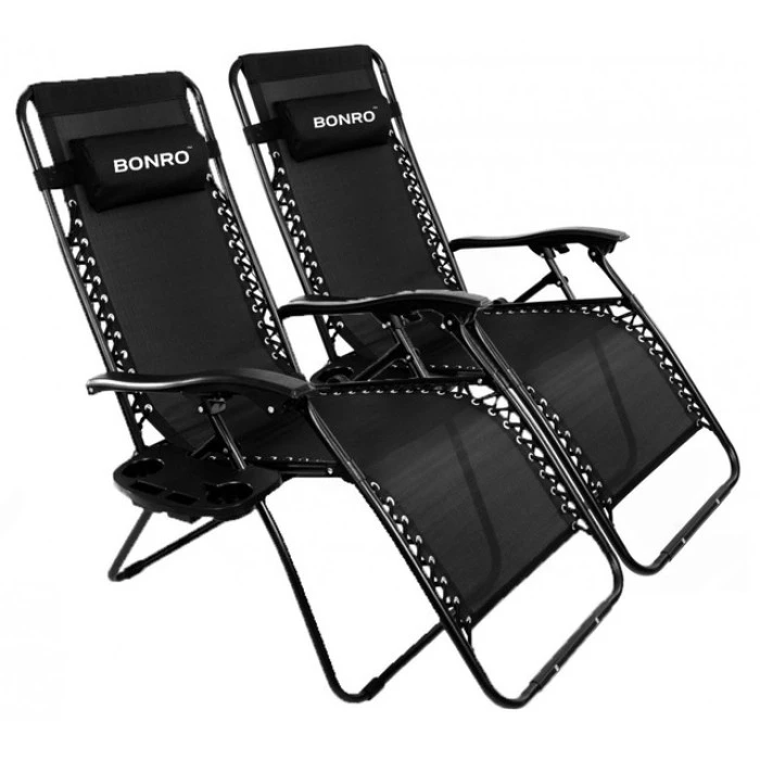 Шезлонги комплект 2шт Bonro SP-167A чорний